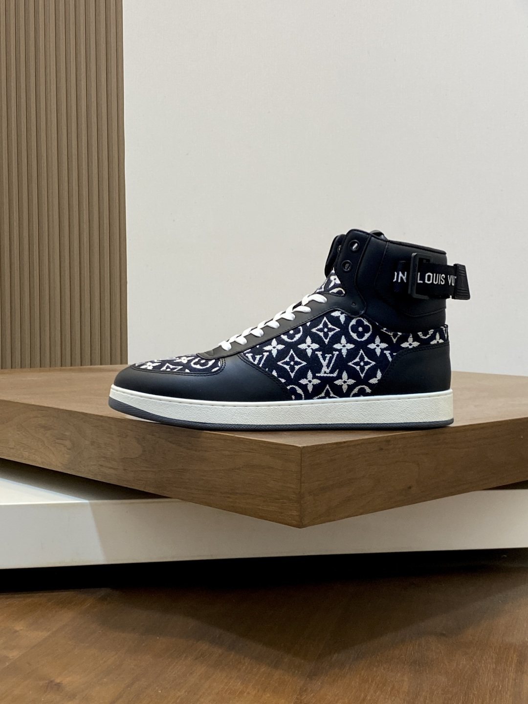 Louis Vuitton Rivoli Patterned High-Top Sneakers — side