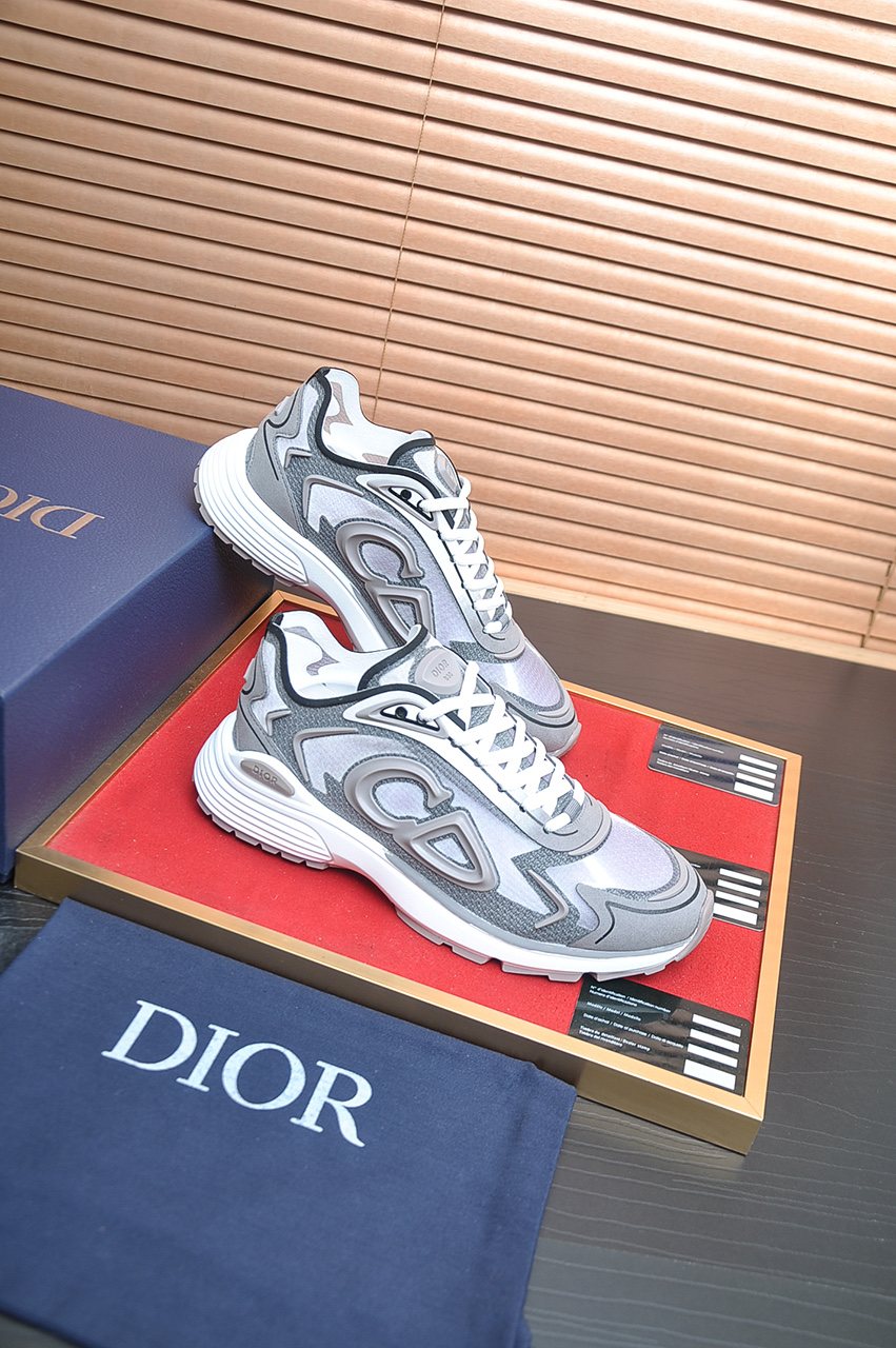 Dior Paneled Lace-Up Sneakers — front