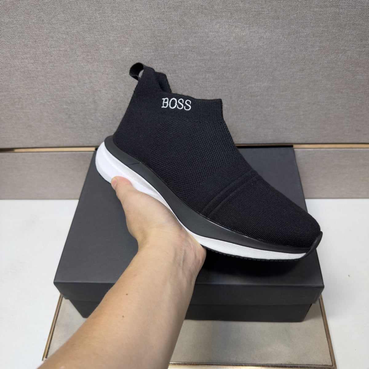 BOSS Textured Slip-On Sneakers — model