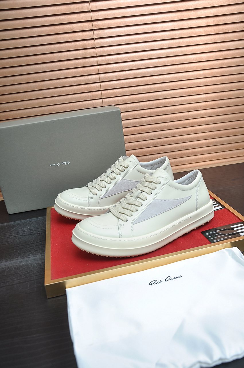 Rick Owens Contrast-Panel Platform Low-Top Sneakers — front