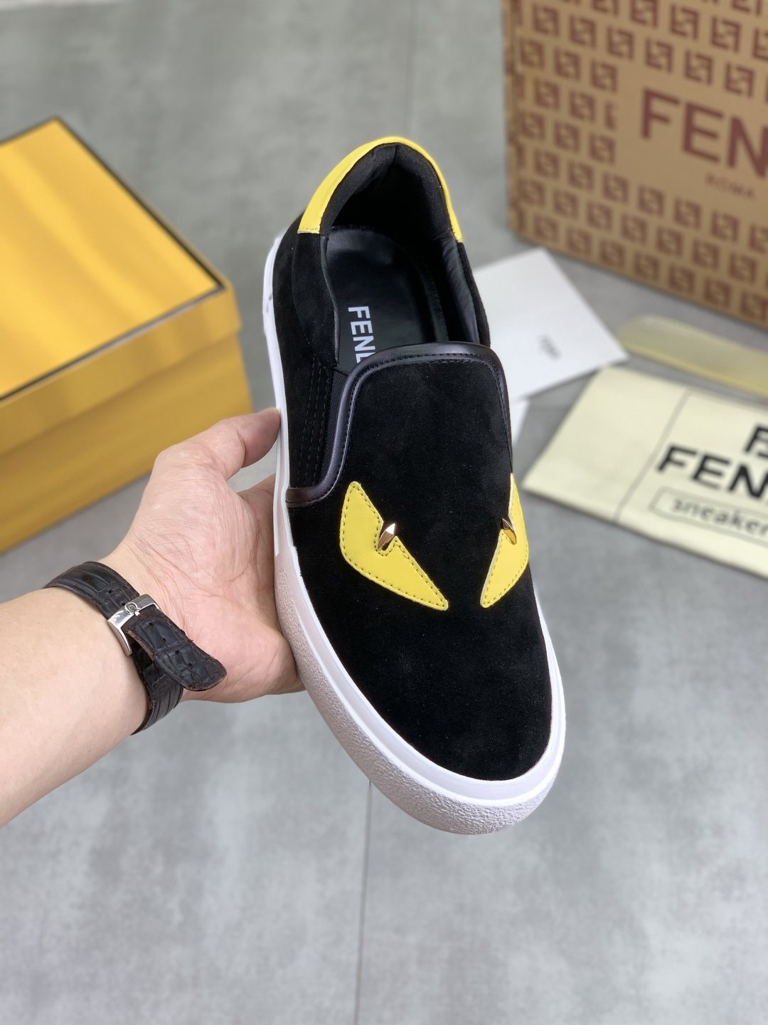 Fendi Eye-Accent Slip-On Sneakers — model