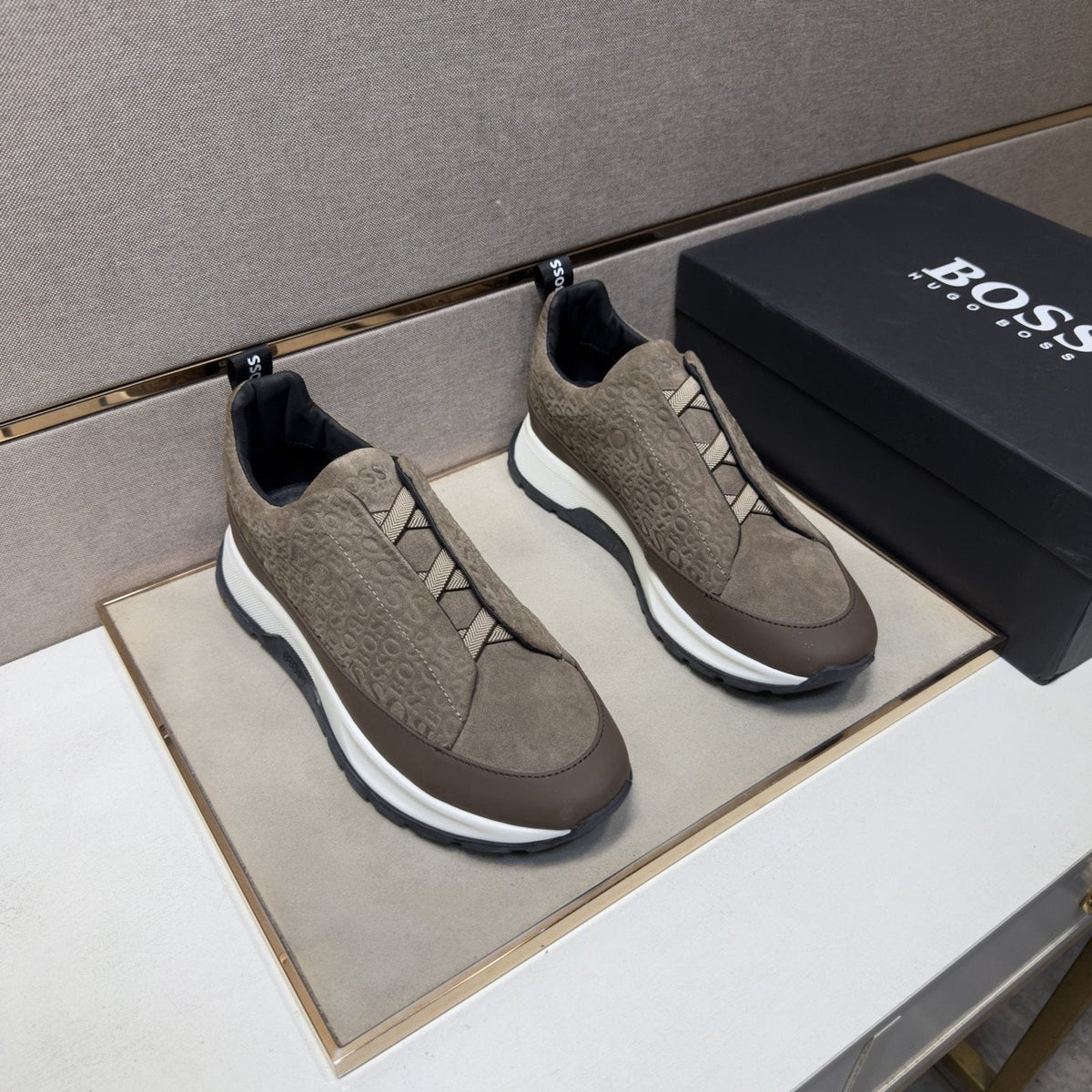 BOSS Patterned Slip-On-Style Sneakers — front