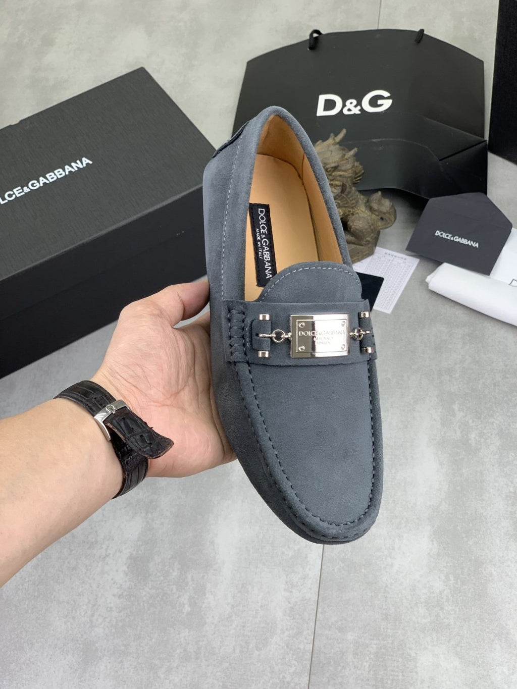 Dolce & Gabbana Metal-Detail Driving Loafers — model
