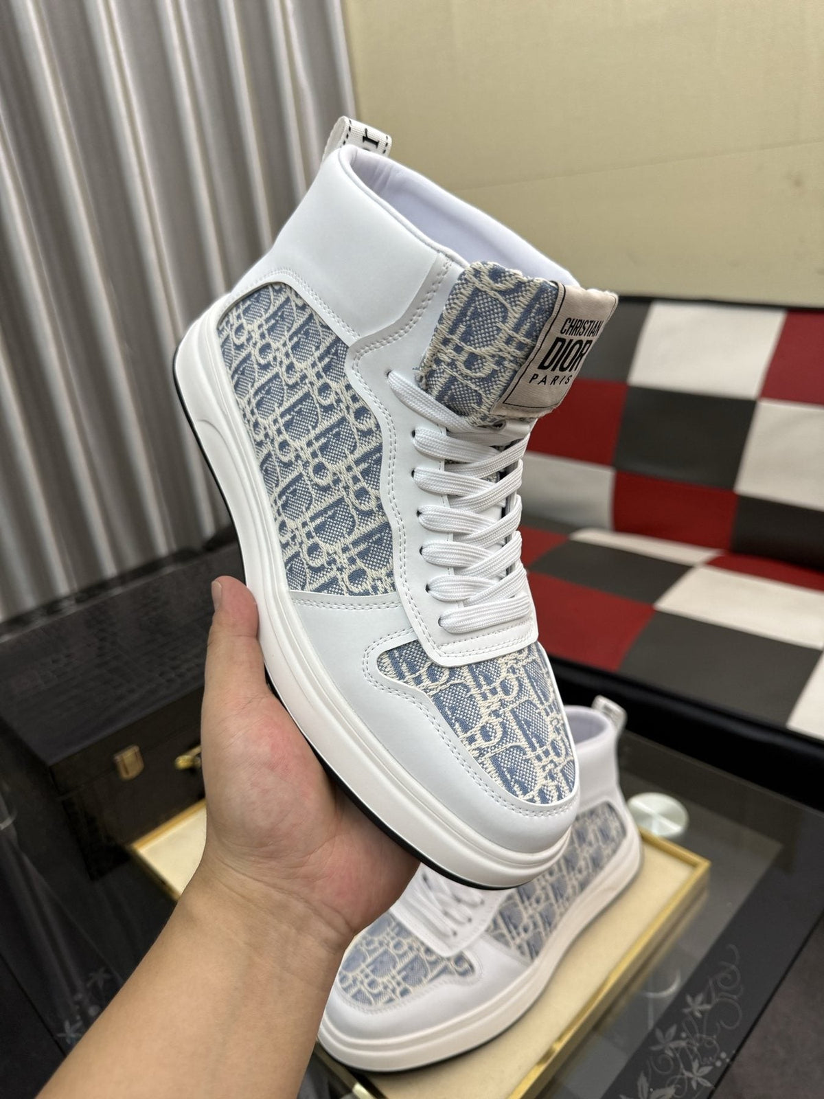 Dior Patterned High-Top Sneakers — model