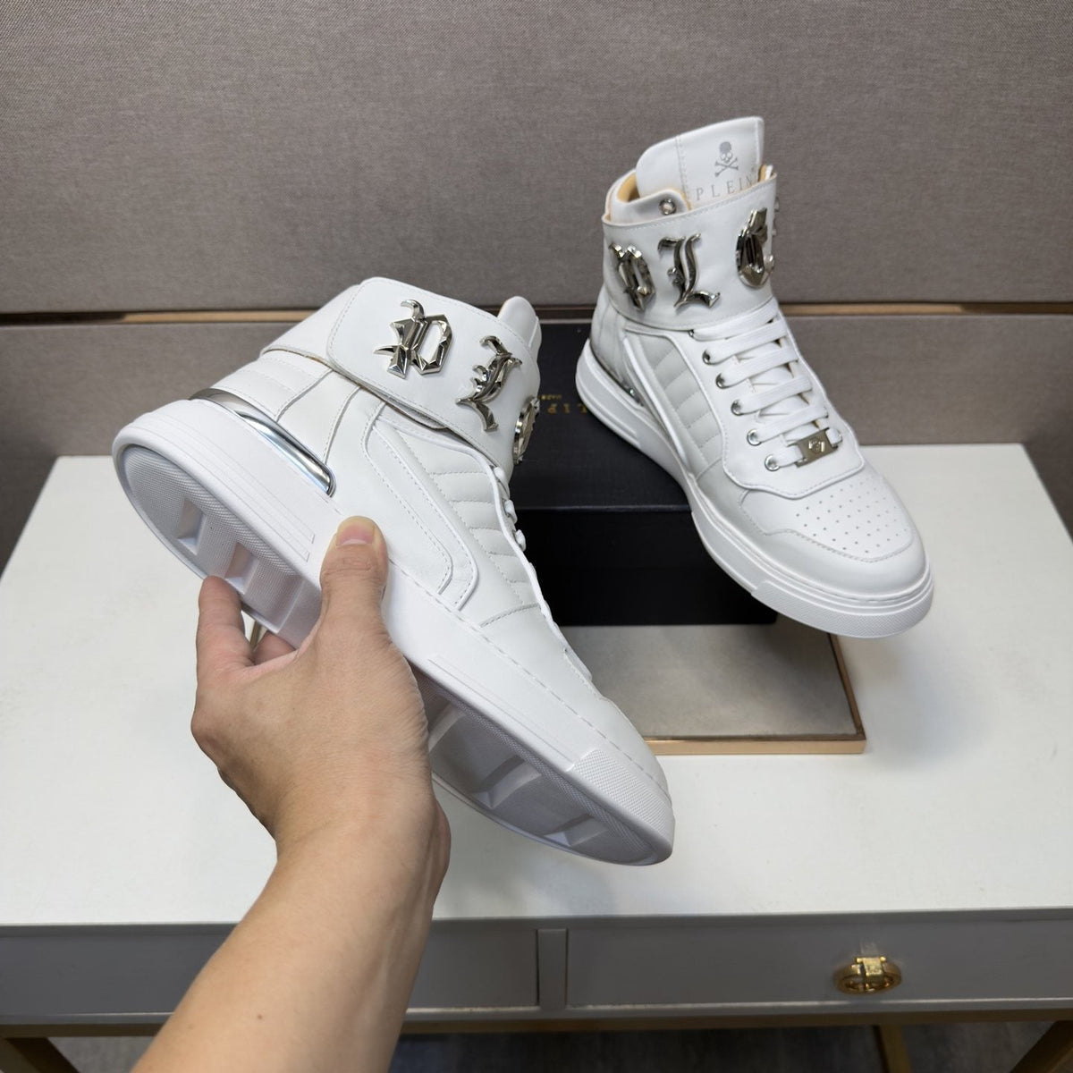 Philipp Plein Buckle-Strap High-Top Sneakers — side