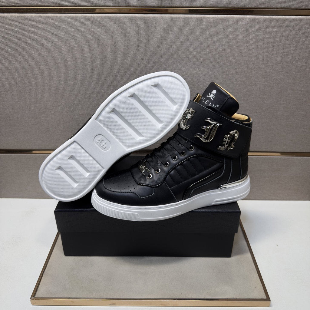 Philipp Plein Buckle-Strap High-Top Sneakers — side