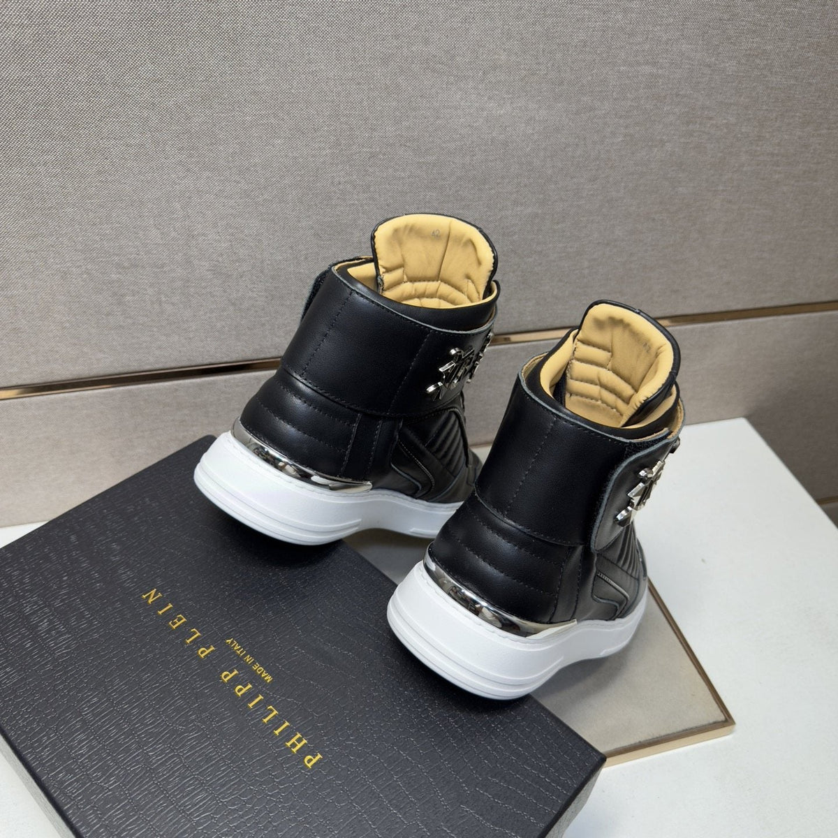 Philipp Plein Buckle-Strap High-Top Sneakers — back