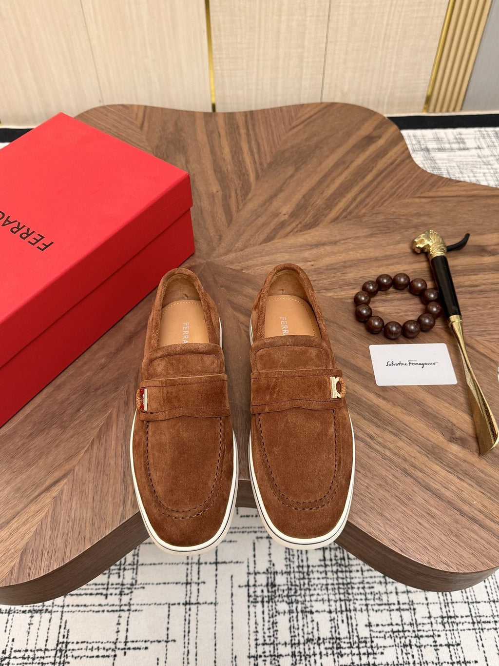 Salvatore Ferragamo Men's Strap-Detail Slip-On Shoes — front