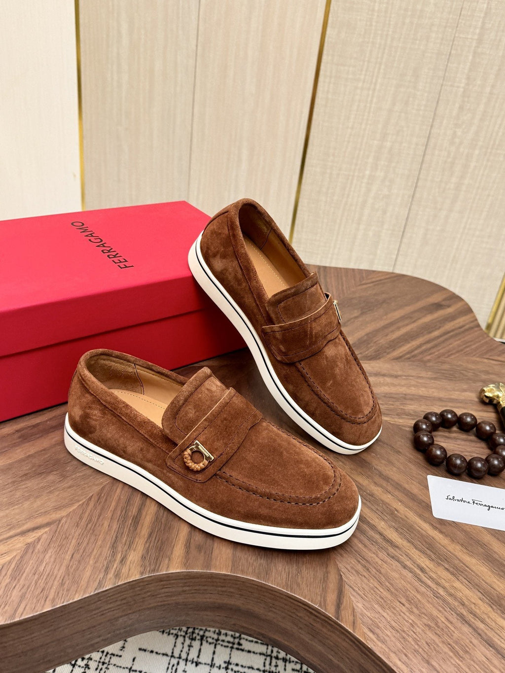 Salvatore Ferragamo Men's Strap-Detail Slip-On Shoes — hero