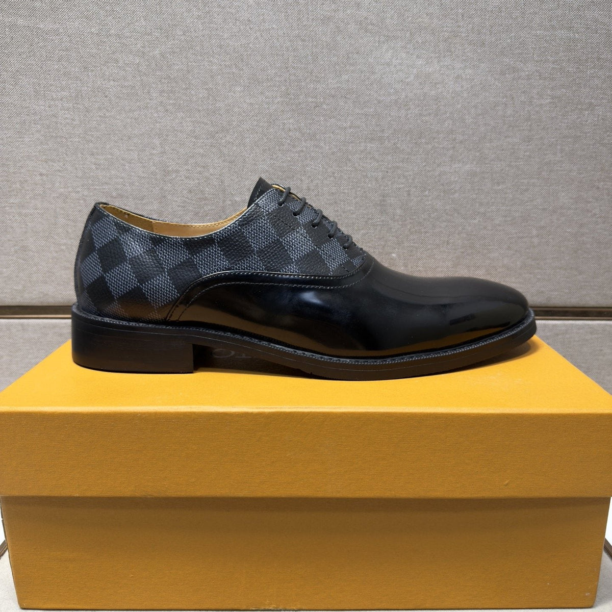 Louis Vuitton Checkered-Panel Lace-Up Dress Shoes — side
