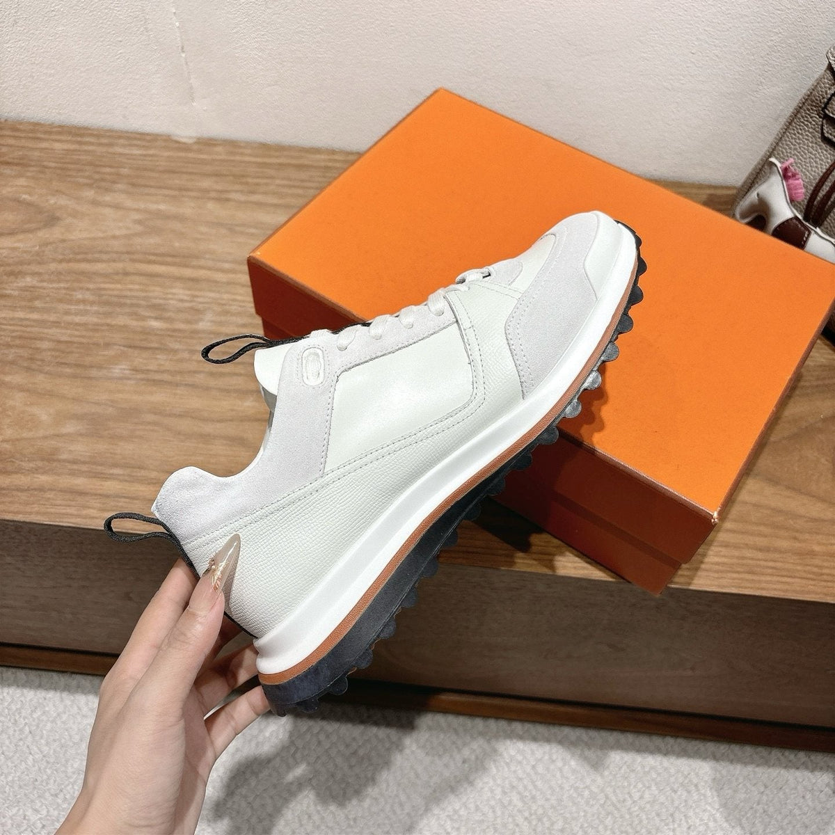 Hermès Paneled Low-Top Sneakers — side